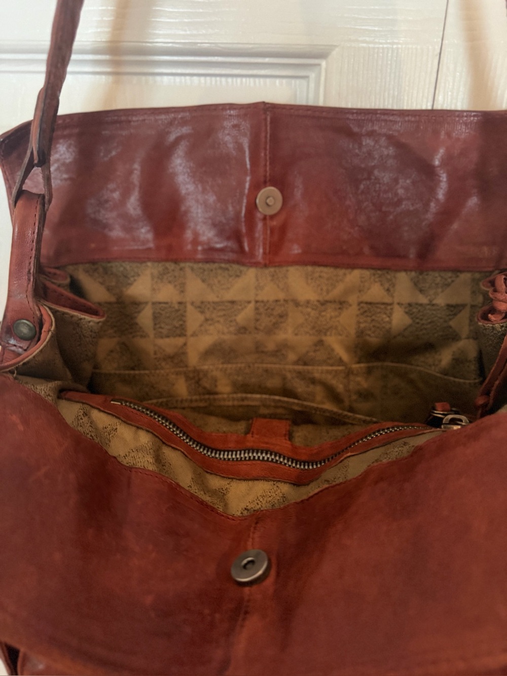 A.S.98 Leather Tassel Hobo Bag - Rust Brown - Picture 7 of 7